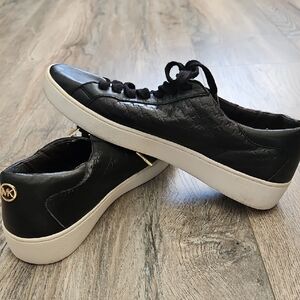 Michael Kors Black Leather Platform Sneaker